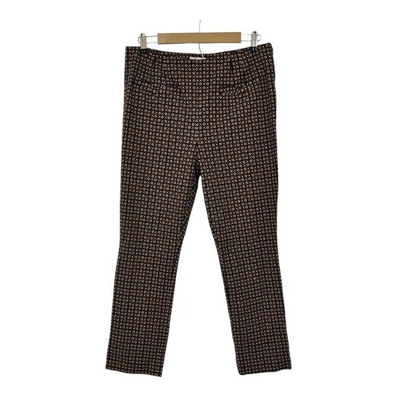 Anthropologie Womens Size 14 Essential Slim Trouser Pants in Brown Motif - Picture 1 of 4